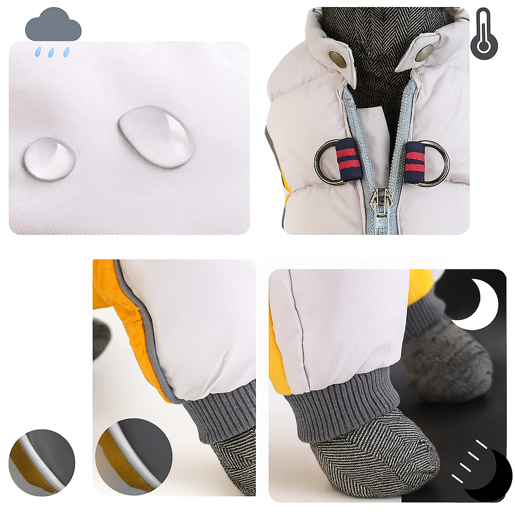Manteau pour chien avec protection intégrale, rembourrage thermique et tissu déperlant - Manteau ArcticShield™