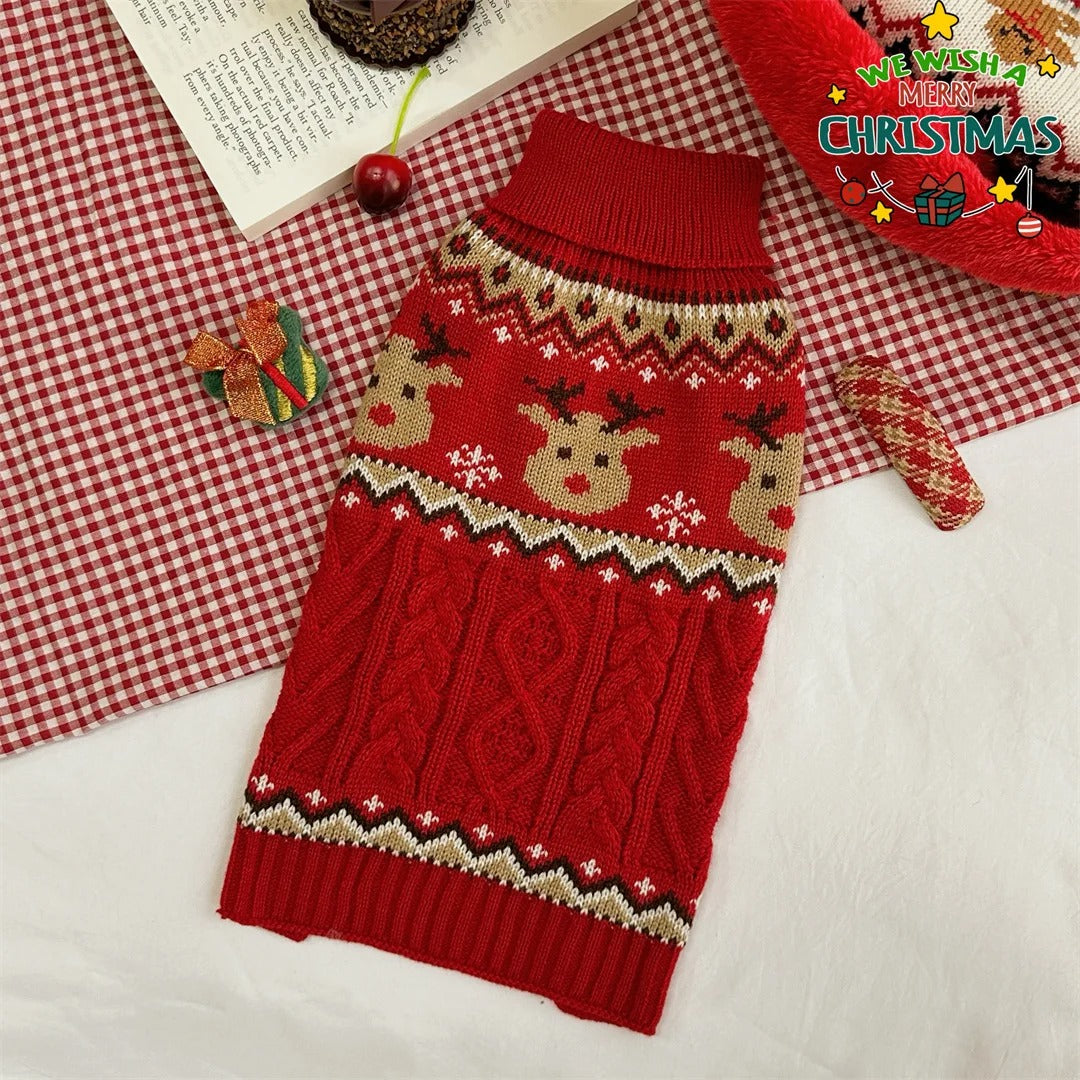Pull de Noël pour Chien en Maille Côtelée – Chaud & Festif