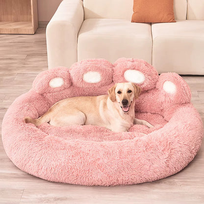 Panier pour Chien - Lit Patte d'Ours Apaisant Peluche Ultra-Doux (Lavable)