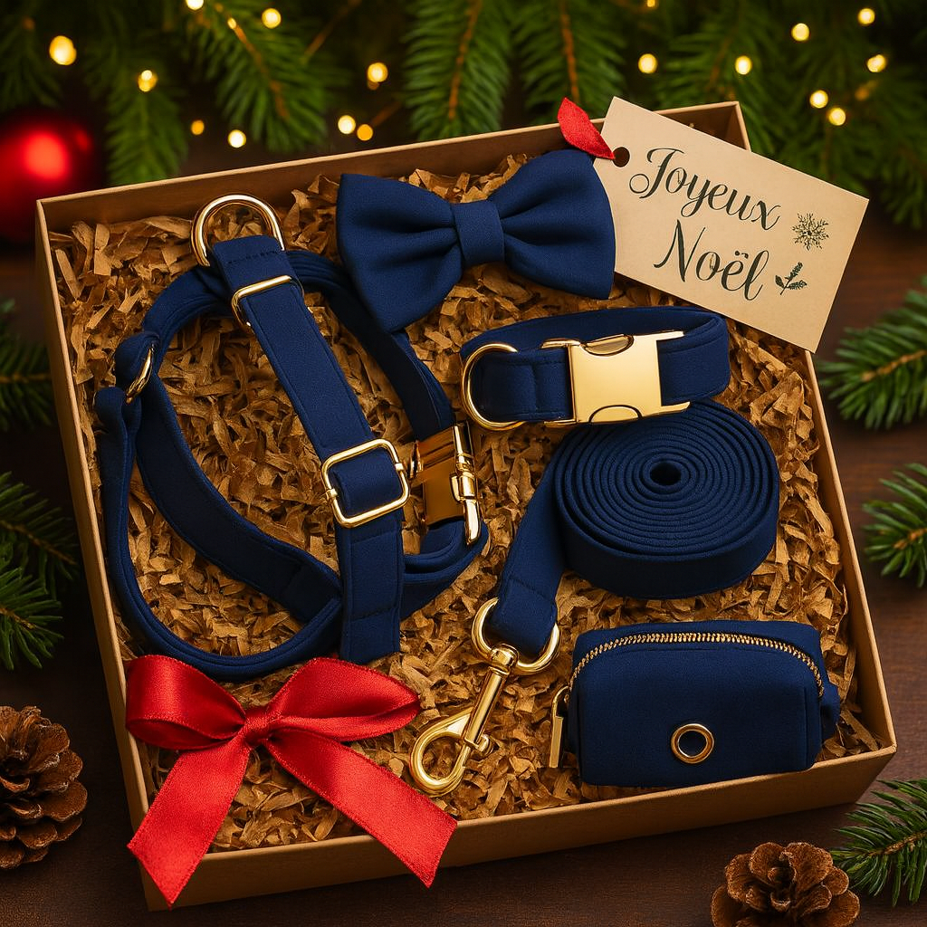 Coffret Élégance Teal pour Chien – Cadeau Chic pour Noël