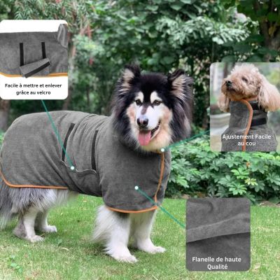 Peignoir pour Chien Super Absorbant | CozyDry Gris