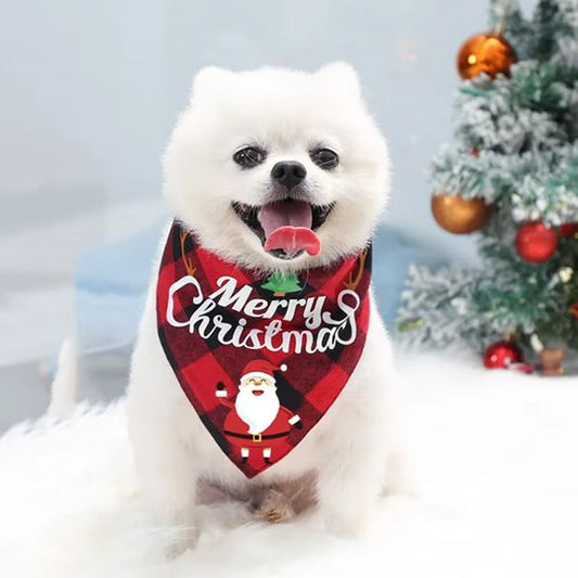 Bandana pour chien – Motif Buffalo Plaid festif de Noël