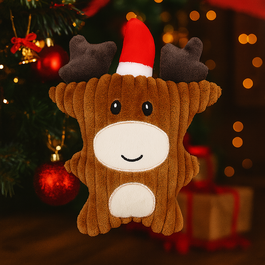 Peluches de Noël pour chien – Jouets doux et sécuritaires  Renne, Père Noël, pain d’épices